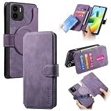 Compatibile con Vivo iQOO U5x / Y10 / Y32T Custodia,Compatibile con Vivo Y15s / Y15a / Y01 Portacarte Stand magnetico 2 in 1 Cover portafoglio Purple