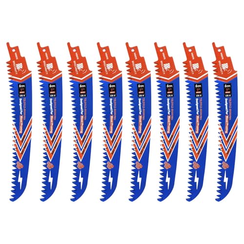Image of Japanese Teeth Reciprocating Saw Blades 7 inch 8PCS - Curved Edge Wood Pruning Saw Blades 6TPI for Tree Trimming,Wood Cutting,Cr-V Sabre Saw Pruning Blade
