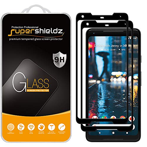 (2 Pack) Supershieldz Designed for Google (Pixel 2 XL) Tempered Glass Screen Protector, (Full Screen Coverage) 0.32mm, Anti Scratch, Bubble Free (Black)