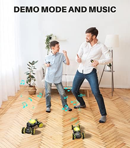 DODOELEPHANT RC Car Remote Control Car 1/28 Gravity Sensor 4WD 15 km/h Stunt Cars with On/Off Road Transform Mode, RC Vehicle Toy Up to 60+ Mins Play with 2 Rechargeable Batteries for Boys Girls