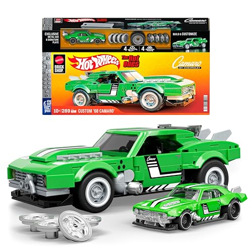 Mattel Brick Shop Hot Wheels Coffret de Construction Custom Camaro 1968 de Mattel Brick Shop, série Speed avec 289 pièces, pour les collectionneurs adultes...