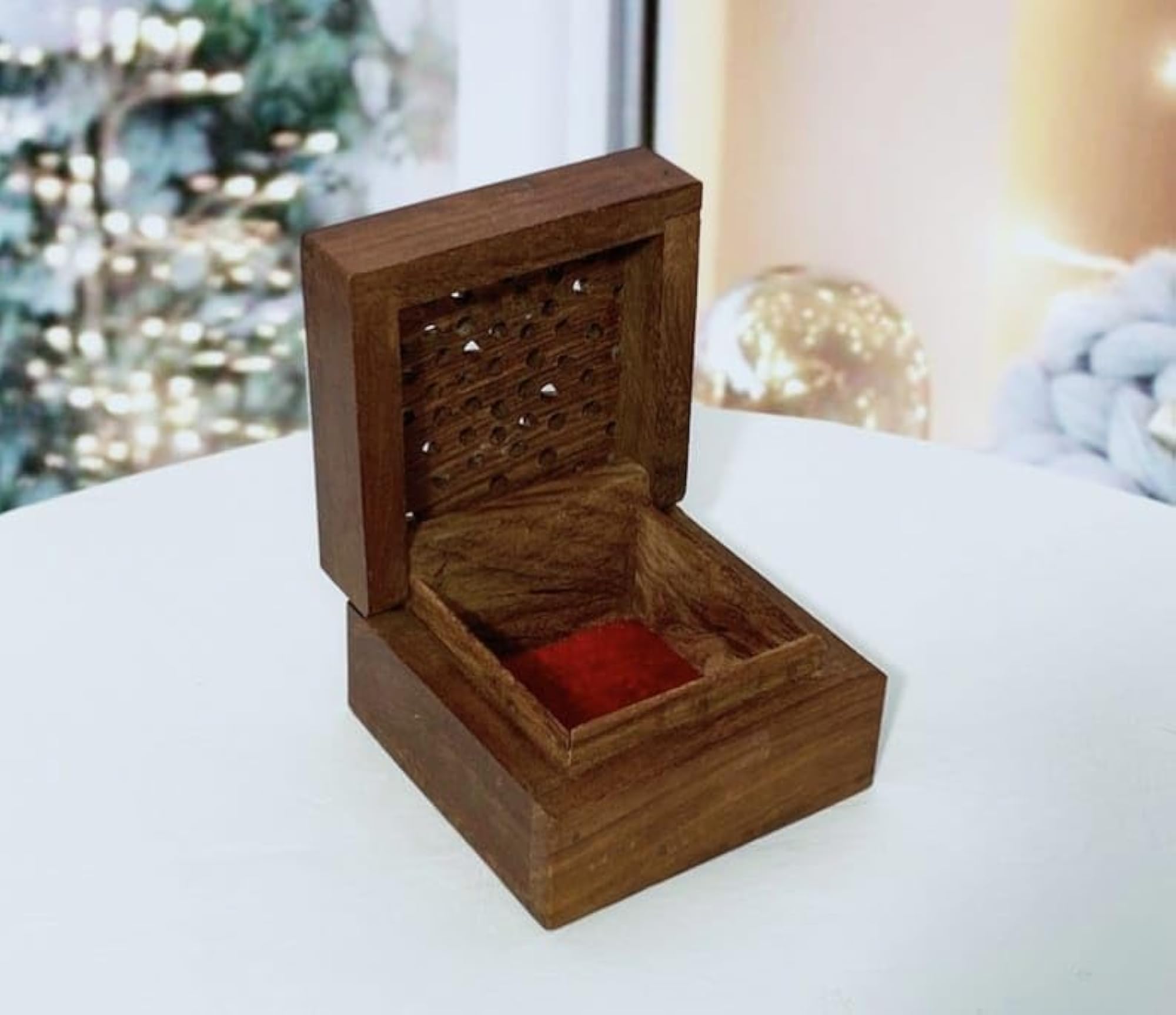 Handmade Beaded Box, Multicolor Geometric Pattern
