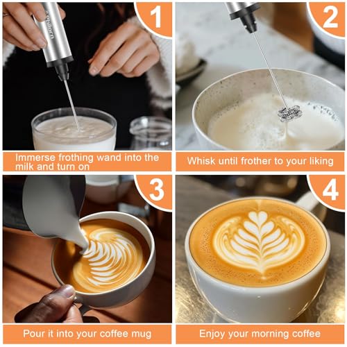 Image of Philorn Coffee Rechargeable Frother With Stand, Handheld Frother Wand for Coffee with 3 Heads 3 Speed, Drink Mixer Handheld Electric Stirrer for Latte, Cappuccino, Matcha, Almond Milk