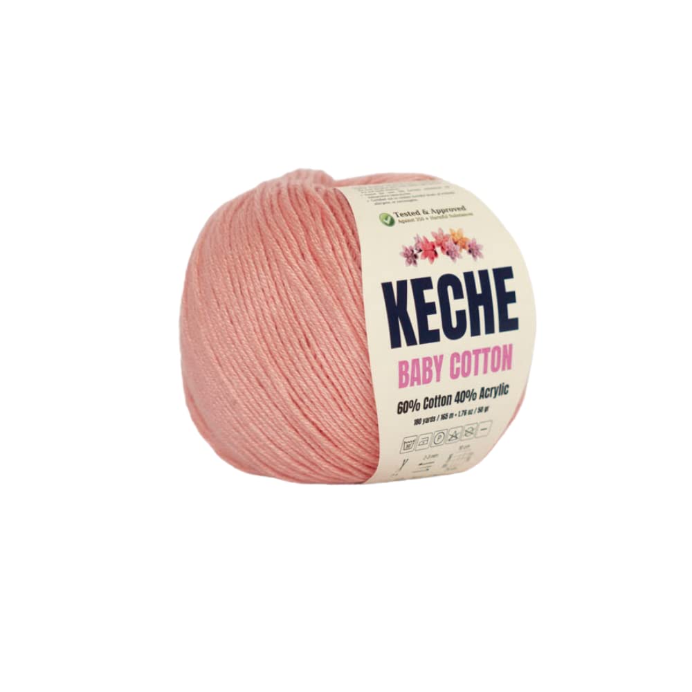 KECHECotton Yarn, 60% Cotton 40% Acrylic Yarn, Soft Cotton Yarn for Crochet and Knitting, Amigurumi Yarn 1 Skein/Ball 1.76 Oz (50g) / 180 Yrds (165m) - Skin Color