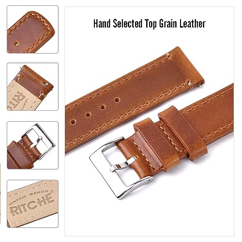 Ritche Christmas Gift Quick Release Leather Watch Band Leather Watch Strap 18mm 19mm 20mm 21mm 22mm 23mm or 24mm for Men and Women, White Elephant Gifts, Stocking Stuffers For Men - Image 5