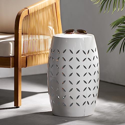 Christopher Knight Home Lilac Outdoor 12" Iron Side Table, White by Christopher Knight Home - Image 2