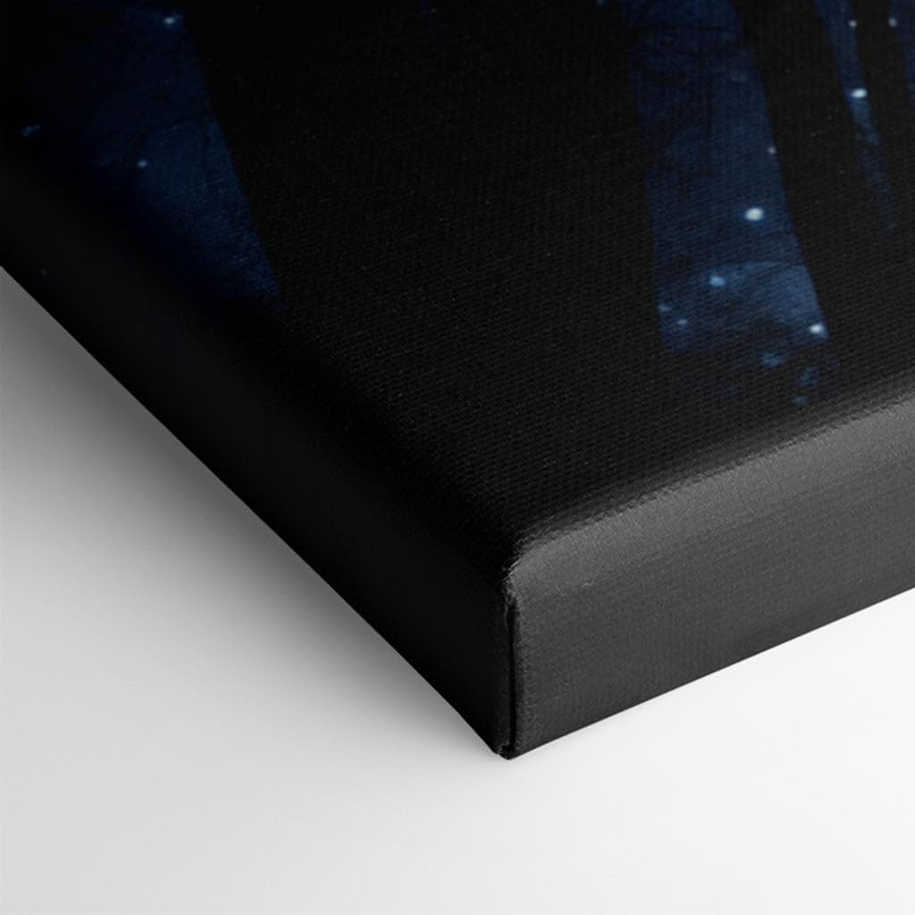 Canvas for Living room. Gazing Upwards: Serenity Among the Stars Through the Silhouetted Forest, 27 x 18 inch Canvas Wall Art - Contemporary Masterpieces - Modern Home Decor - 69x46 cm (27x18 inch)