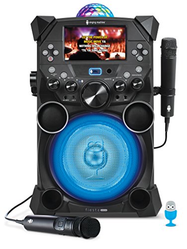 Singing Machine SDL9040 Bluetooth Karaoke System With Two Mics, LCD Screen, Rechargeable Battery and Disco Lights