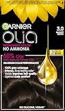Garnier Olia Soft Black Permanent Hair Dye, Up to 100% Grey Hair Coverage, NO Ammonia, 60% Oils - 3.0 Darkest Brown