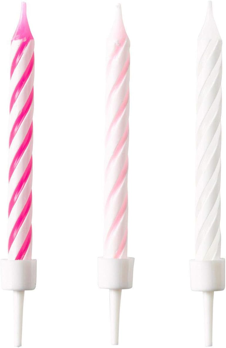 Amscan 11012292 10 Birthday Candles, 3 x Pink, 3 x Pink and 4 x White