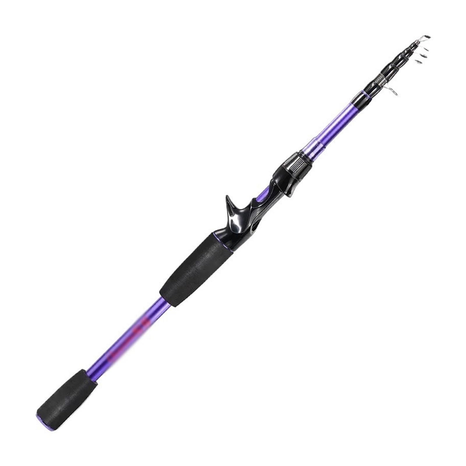 caña de Pescar Señuelo for Baitcasting, caña de Pescar telescópica de 7g-21g con Mango EVA, caña de Pescar de Carbono, Herramienta Profesional Ligera caña de Pescar Spinning(Purple)