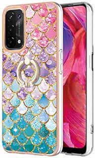 Reevermap OPPO A74 5G/ A93 5G/ A54 5G Case Silicone TPU Cover for OPPO A74 5G/ A93 5G/ A54 5G with Ring Holder, Shockproof Slim Fit Anti Scratch Soft Premium Bumper, Blue Marble