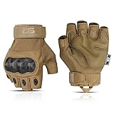 Glove Station- Fingerless Knuckle Tactical Gloves for Men - Motorcycle Gloves for Tactical Shooting, Airsoft, Hunting, Police Work and Hiking - Tan/Small
