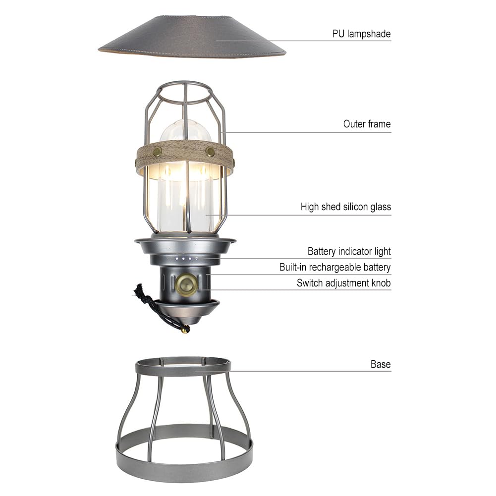 Latarnia kempingowa LED, wodoodporna lampa kempingowa, wodoodporne reflektory zewnętrzne, latarka LED wielokrotnego ładowania, na kemping, wędrówki, do ogrodu, na przerwy w dostawie prądu, biała