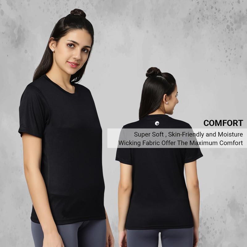 Image of omtex Dotty Athletics Tee for Women's | Short Sleeve Tees | Quick Dry Outdoor Running Gym Workout,Sports T-Shirt with Multipack Tee