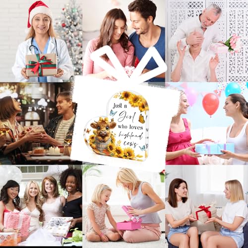 Highland Cow Acrylic Keepsake Gifts - Highland Cow Gifts Acrylic Heart Plaque for Women Mother Girls Friend Daughter Sister Desk Sign for Birthday Christmas Home Bathroom Bedroom Decorations - Image 3