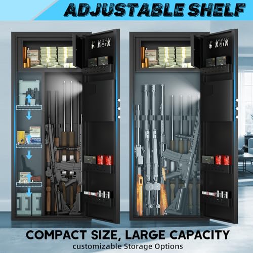 Image of 12-15 Large Gun Safe for Rifles and Pistols, Gun Cabinets for Rifles and Shotguns with Digital Keypad and Alarm Mode, Easy Assembly Rifle Safe for Home, Internal Lockable Box & Removable Shelves