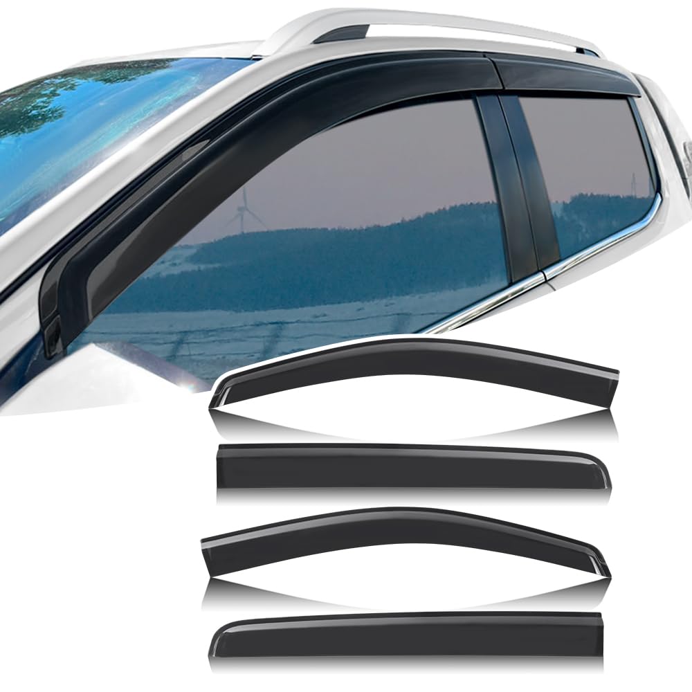 Wind Deflectors for VW Amarok 2023-2025, for Volkswagen Amarok All New V6 TDI 4 Motion Double CAB Rain Guard, Amarok Window External Accessories Stick-on Fitment Smoke Black PMMA 4PCS