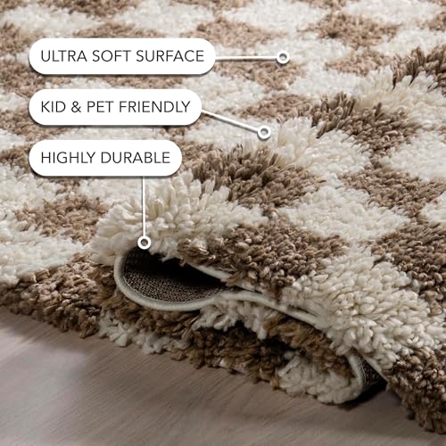 Tapete decorativo Shag beige 5'3 x 7'6 rectangular miniatura 6