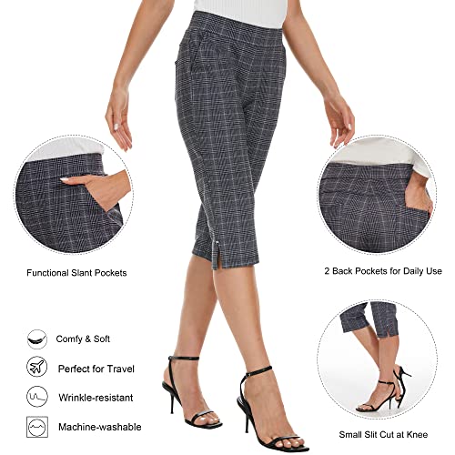 Ginasy Capri Pants for Women Casual Summer Dressy Pull On Stretch High Waisted Crop Work Leggings with Pockets4