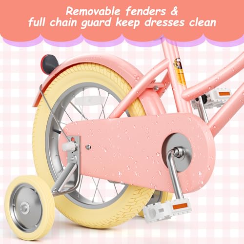 Image of 67i Girls Bike with Training Wheels 12 /14 /16 /20 Inch, Toddler Girl Bicycle for Ages 3-12, Bicicleta para Ninas with Basket, Bell, Adjustable Seat & Handlebar, Padded Seat, Chain Guard