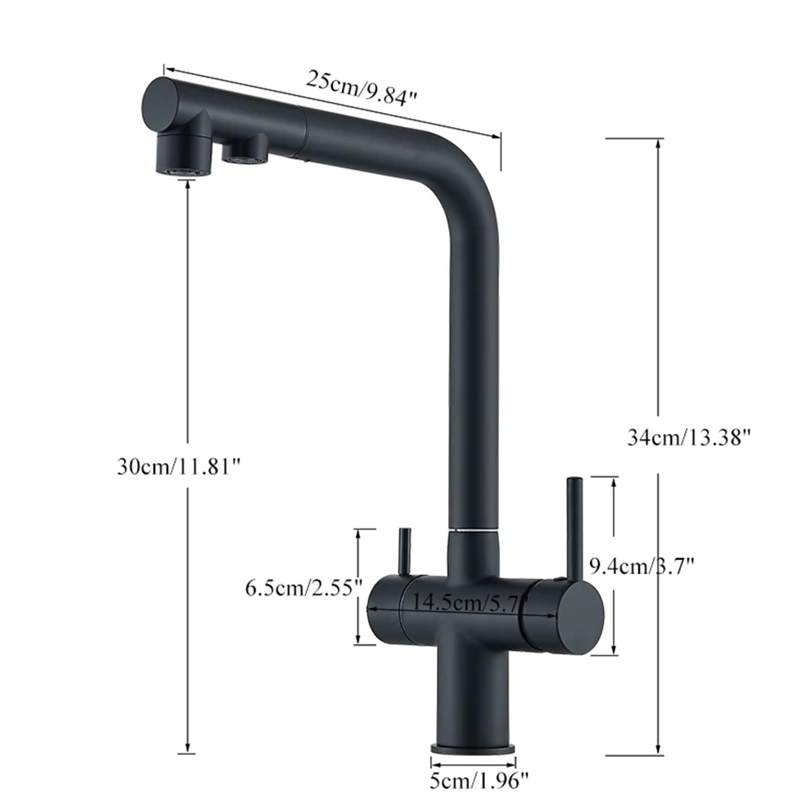 Grifo de cocina y baño de doble manija de metal