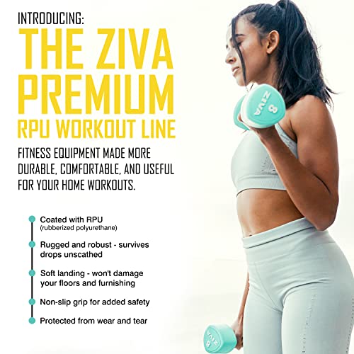 Ziva Chic Rpu Tribell Dumbbell Set (2, 4, 6 Lb Pairs) - Premium Rubber Urethane Encasing, Knurled Non-Slip Comfort Grip - Exercise Weights For Core And Strength Training | 3 Pair Set, Turquoise #TOP2