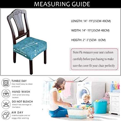 Image of Set of 4 Stretchable Dining Chair Covers, Universal Fit Washable Seat Slipcovers for Dining Room & Home Decor (Texture Teal)