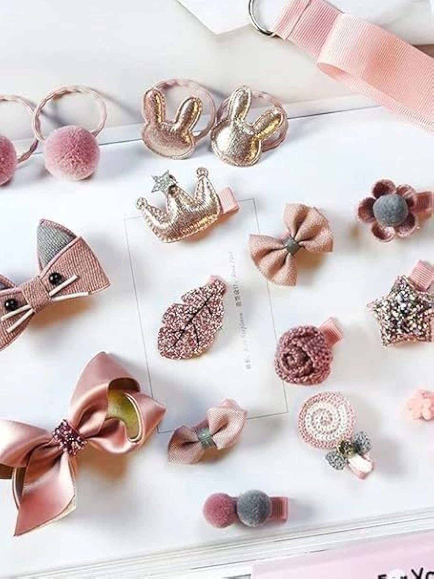 Pink Bunny Design Hair Accessories Set in Gift Box