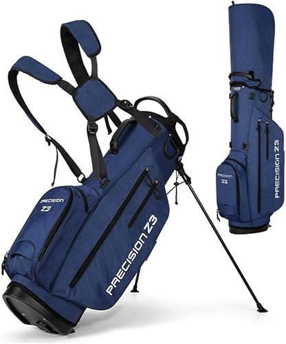 Golf Bag, Portable Multi-Pocket Golf Bag with Non-Slip Stand, Automatic Adjustable Twofold Shoulder Straps, Removable Straps, Adult Golf Accessories, 11.8x49.2 Inches (Blue)