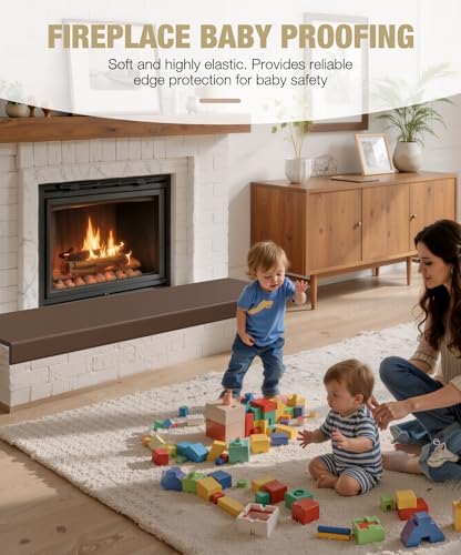 Fireplace Baby Proofing, 80'' Soft Seat Hearth Cushion for Baby Proof, Memory Foam Brick Fire Place Bumper Protector Pad for Babies Child Children Toddlers, Coffee Brown - Thumbnail 2
