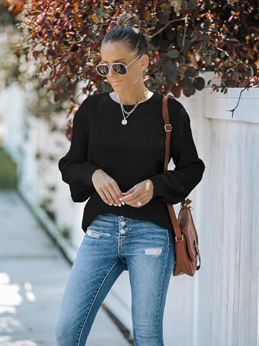 Image of MEROKEETY Women's Fall Long Sleeve Waffle Knit Oversized Sweater