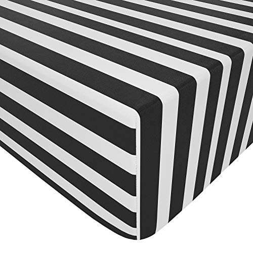 NTBAY Microfiber Fitted Crib Sheet, Cozy and Soft Black and White Toddler Sheet, 28 x 52 Inches, Stripe