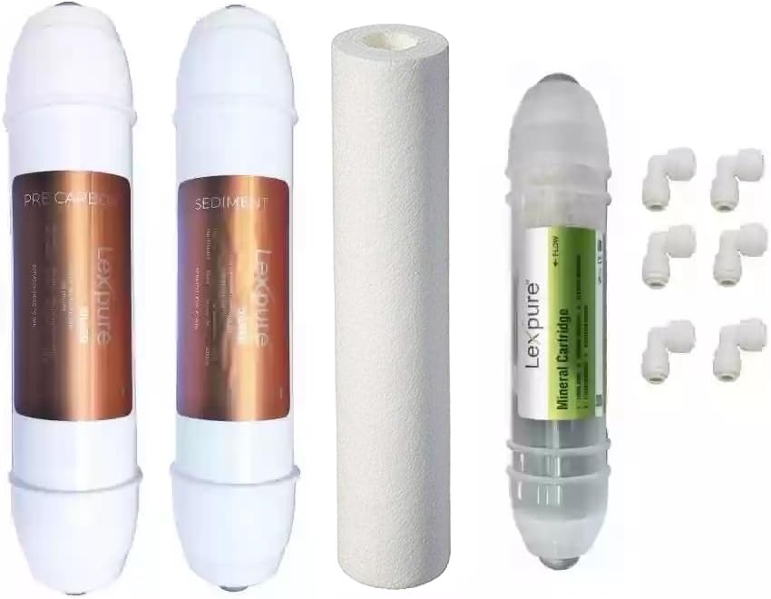 DOC RO® 8" Sediment, Carbon & Mineral Cartridge with 10" Spun Filter and 6pcs 1/4" Double Push Elbows – Complete RO Pre-Post Filter Kit-image-6