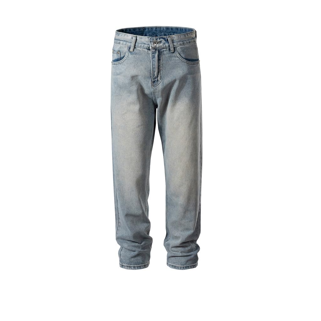 Pantalon droit délavé hip hop confortable vieux jean ample taille 2XL