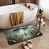 TAEIZLO Alien Spaceship & Cornfield Scene Area Rug 16'x 24'(Pack of 1),Non-Slip Washable Floor Mats for Front Door, Entrance, Living Room and Bedroom Doormat Home Decor Flannel Kids Room