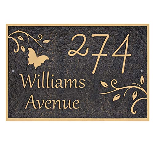 Address Plaque - Handcrafted Carving Sign - Large House Number - Vintage Address Plaque - 12" x 8" - Personalized Address Plaquer for Yard Sign, Enterprise, Office, 911 Visibility Signage (Styles 12)