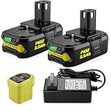 AYTXTG 2Pack Replacement for Ryobi 18V Battery + P119 Charger for Ryobi 18v Oneplus Battery P100 P102 P103 P105 P107 P108 P118