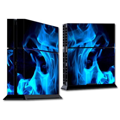 MightySkins Skin Compatible with Sony PS4 Console - Blue Flames | Protective, Durable, and Unique Vinyl Decal wrap Cover | Easy to Apply, Remove, and Change Styles | Made in The USA
