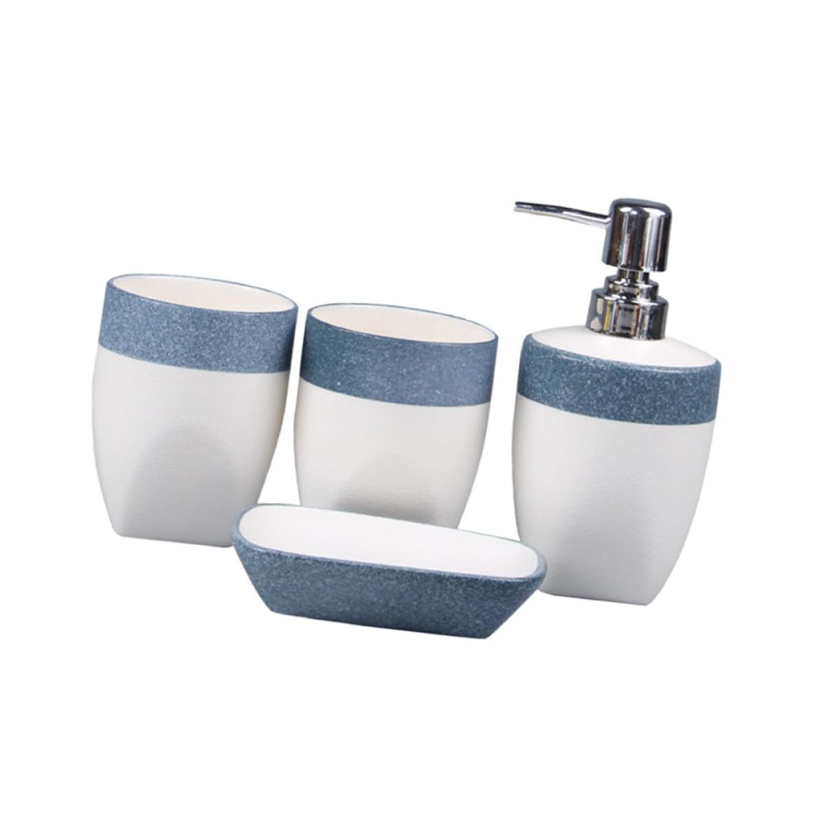 Juego de baño de cerámica azul POPETPOP juego de accesorios con dispensador de jabón y jabonera