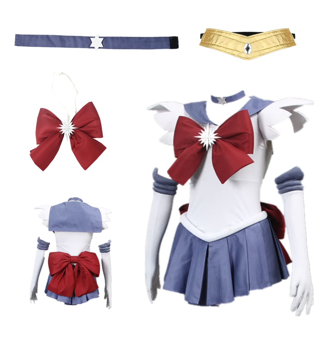 US size Saturn Cosplay Costume Women's Outfit Blue Skirt Suit