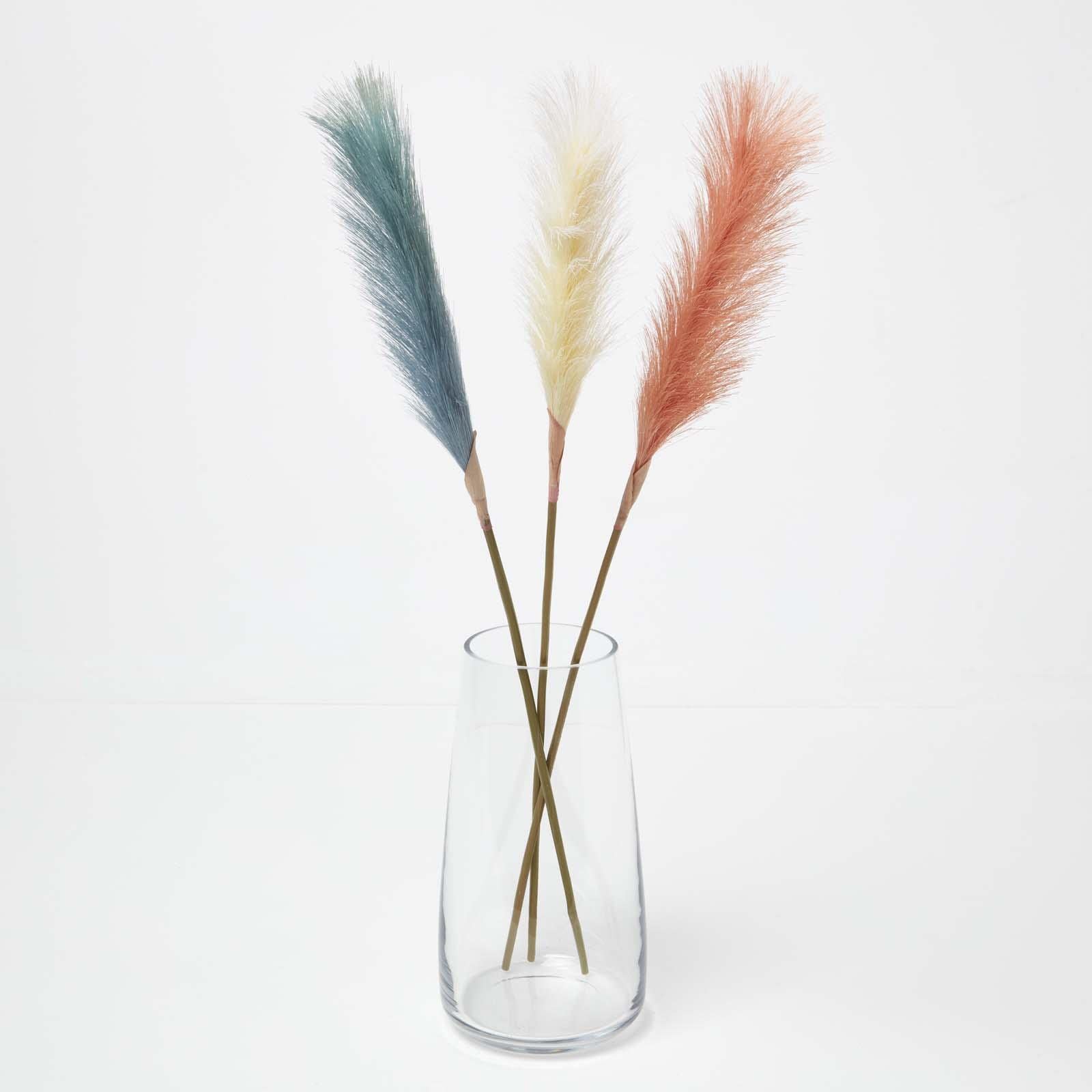 Homescapes Unisex Multicolor Artificial Pampas Grass Set Of 3 Multi-Coloured