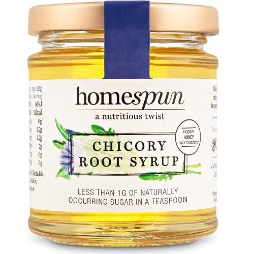 Homespun Chicory Root Syrup - Keto & Low Carb Sweetener - Low Sugar, Vegan Honey - High in Prebiotic Fibre - Low GI Natural Sweetener - Plant Based - 200g Glass Jar