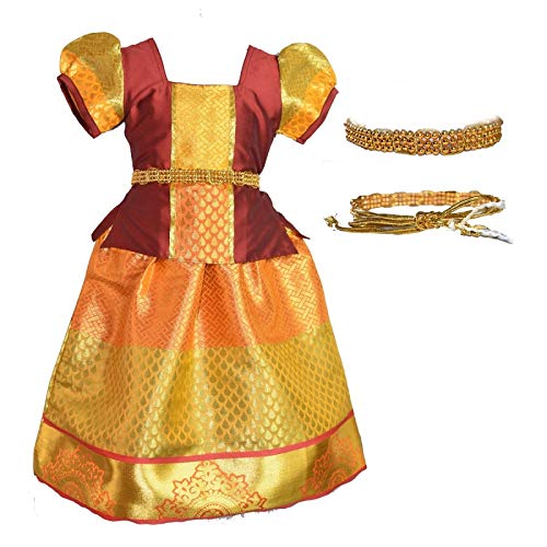 Image of AMIRTHA FASHION Girls Traditional Lehenga Choli SARANYA PATTU WITH WAIST BELT (AMFSYMG)