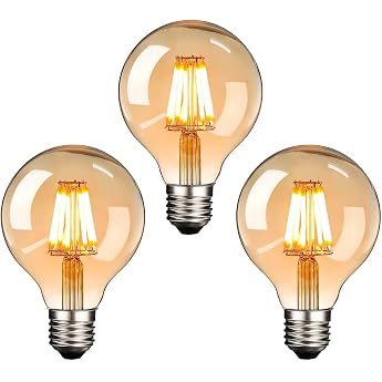 NUODIFAN Edison E27 LED Light Bulb 3 x Retro Light Bulb 8 W Dimmable Vintage Style LED Filament Bulb Amber Glass Bulb 500 Lumens 2700 K. Ideal for Decorative Lighting with Antique Nostalgia Style