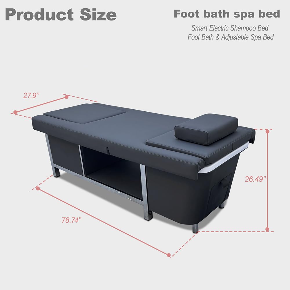 Electric Shampoo Bed – Reclining Backwash Chair with Ceramic Bowl & Footrest – Spa-Grade Hair Washing Station for Salon Professionals
