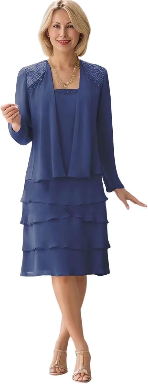 Mother of the Bride Lace Chiffon Formal Gown with Jacket