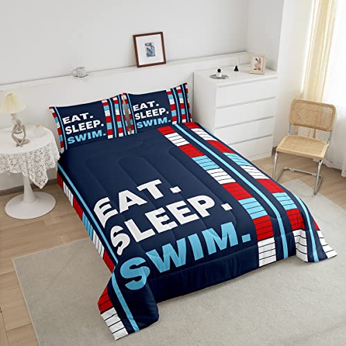 Image of Feelyou Kids Swimmer Bedding Set King Size 3Pcs for Boys Girls Teens