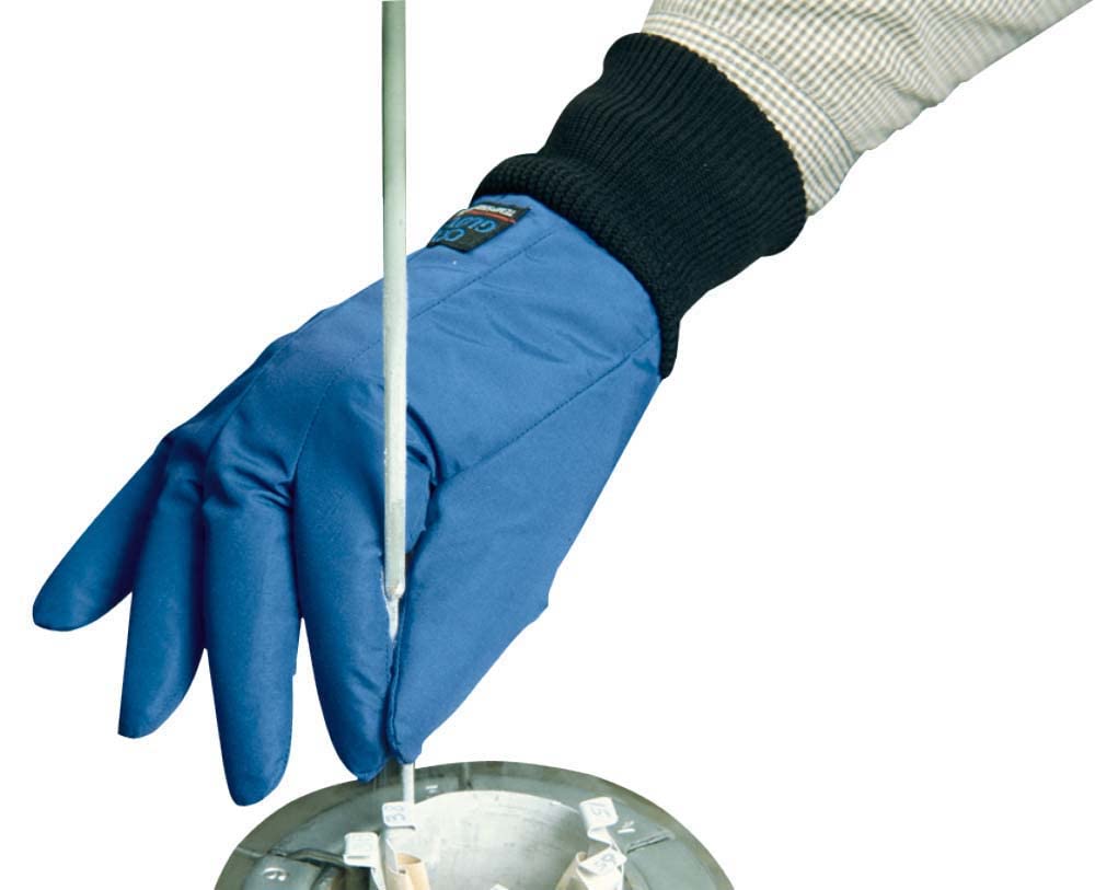 neoLab 2-4249 Baumwolle/Polytetrafluorethylen Kryo Handschuhe, Wasserdicht, Handgelenklang, Größe L, Unisex Geschlecht, Blau