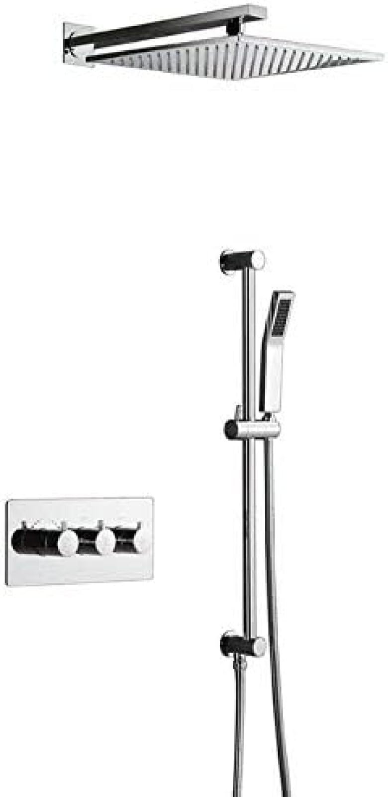 GLJTUO Shower system, Wall Mounted Shower Faucet Set Bath Shower Faucet Bathroom Thermostat Control Brass Shower Valve Mixer